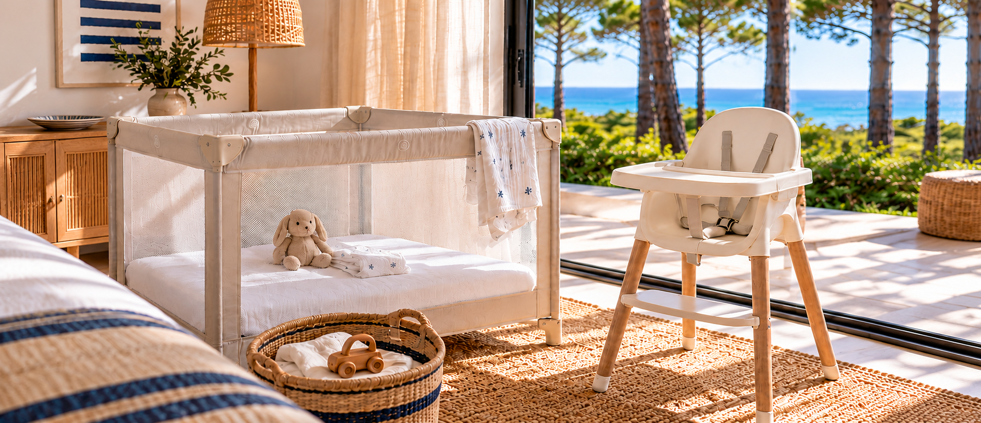 Lit parapluie et chaise haute proposés par Host & Villas